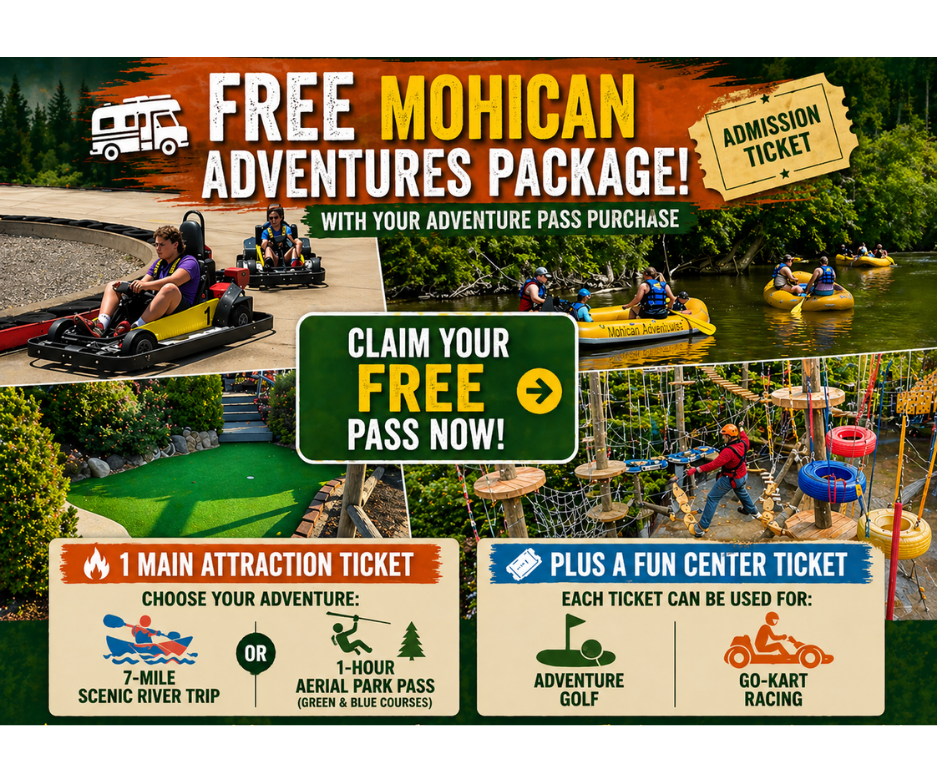 Free Mohican Adventures Package with Adventure Pass
