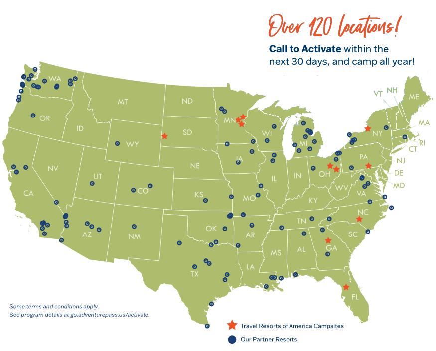 Travel Resorts of America Locations Map